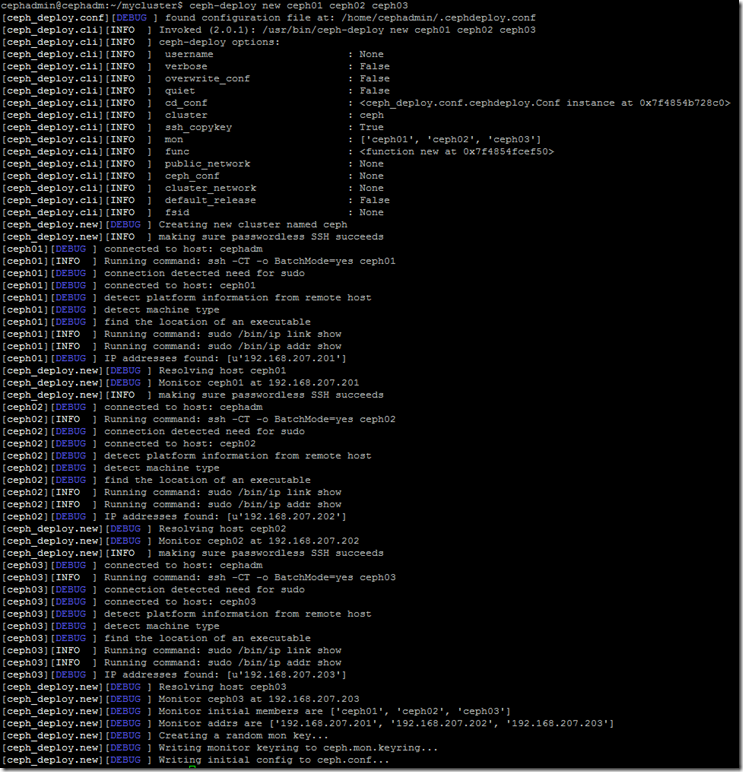 Ceph deployment output