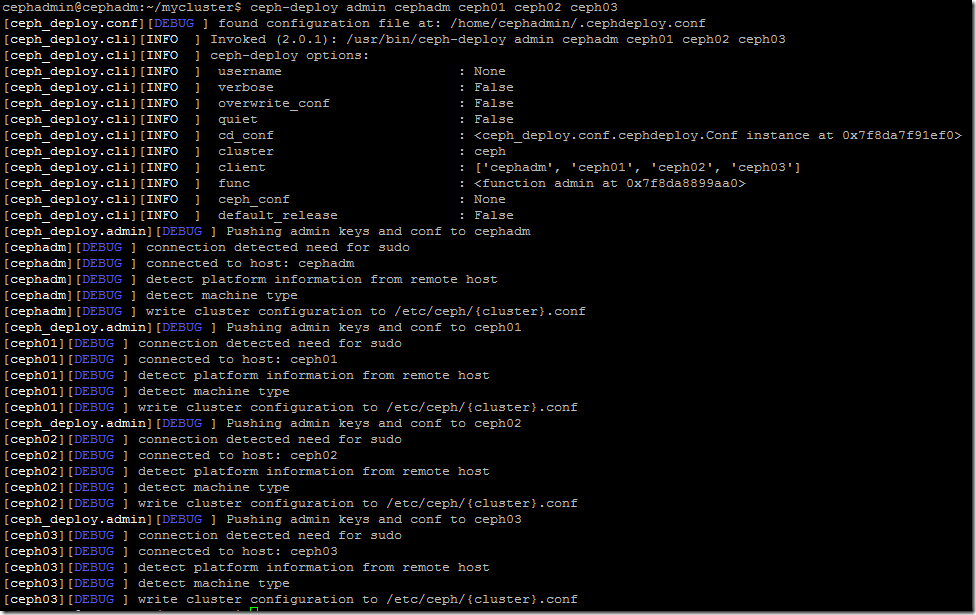 Ceph deployment output