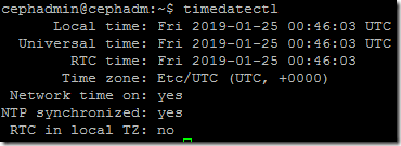 Checking time synchronization using timedatectl