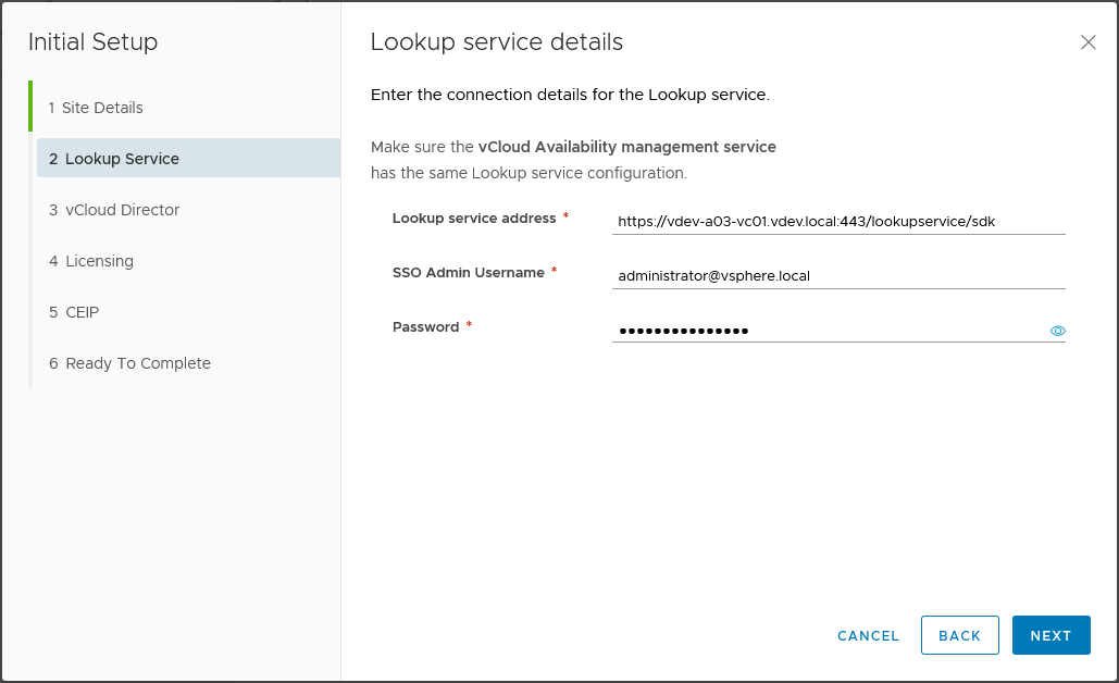 Step 2 - Configure connection to Lookup service (accept certificate)