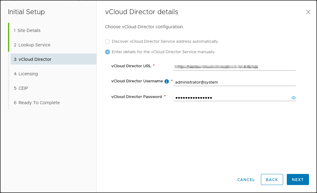 Step 2 - Configure vCloud Director API endpoint (accept certificate)