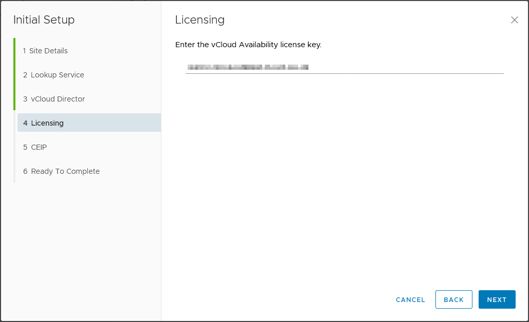 Step 2 - Enter vCAv 3.x License key