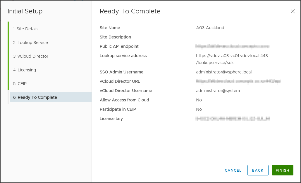 Step 2 - Completion / summary screen