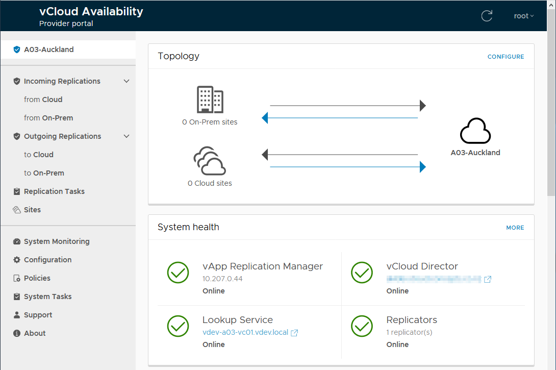 Step 6 - vApp Replication Manager console