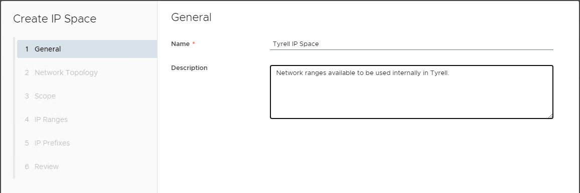 Create Tenant IP Space - Naming