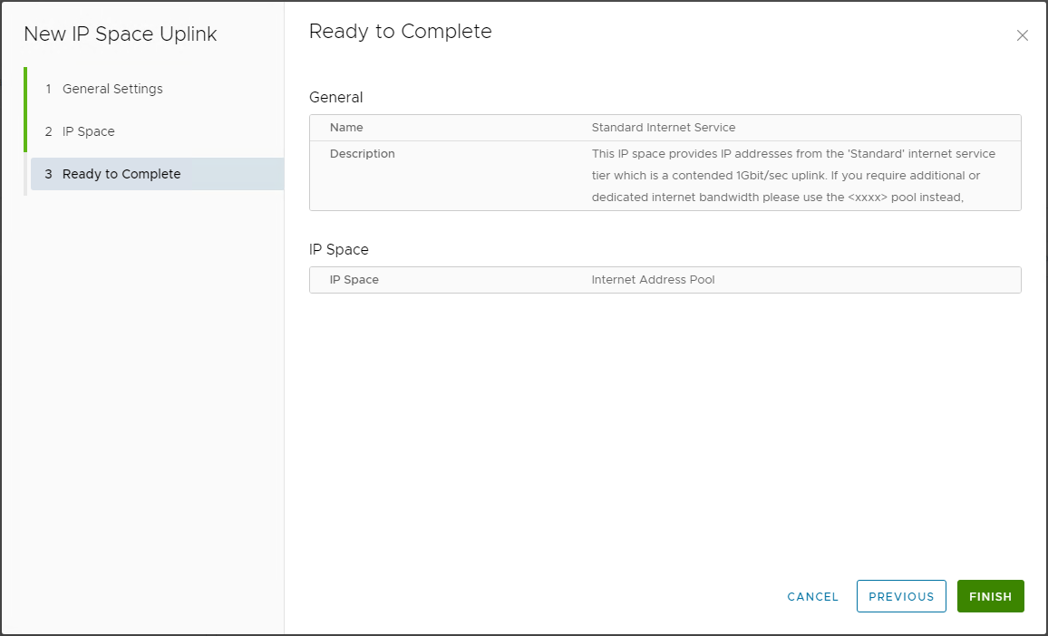 New IP Space Uplink - Summary