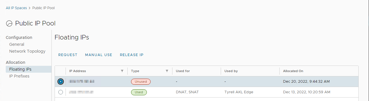 Options for new IP address