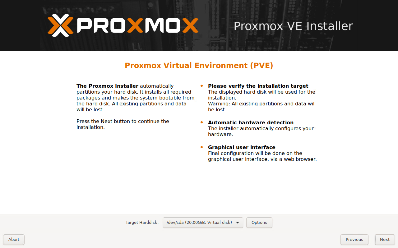 PVE Graphical Installer