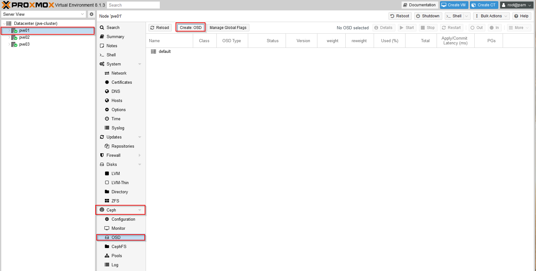 Create OSD Option location