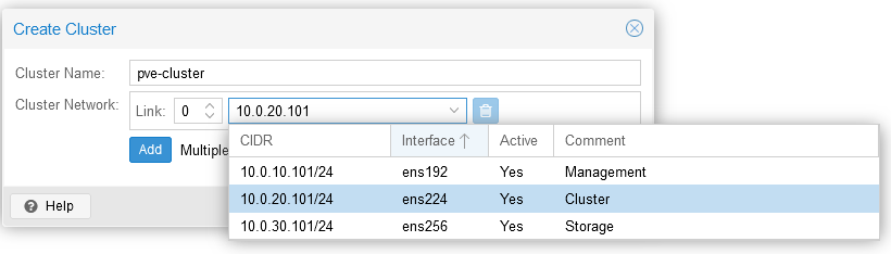 Cluster Creation - Cluster Interface