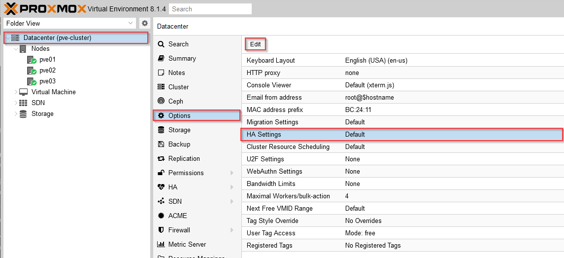 Set HA Settings